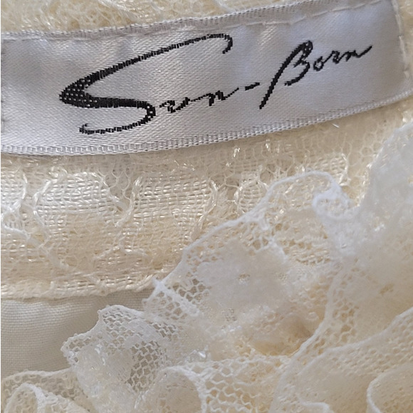 HP Vintage Sun-Born Lace High Ruffle Collar Sheer Sleeve Peplum Lolita Blouse - Picture 5 of 16